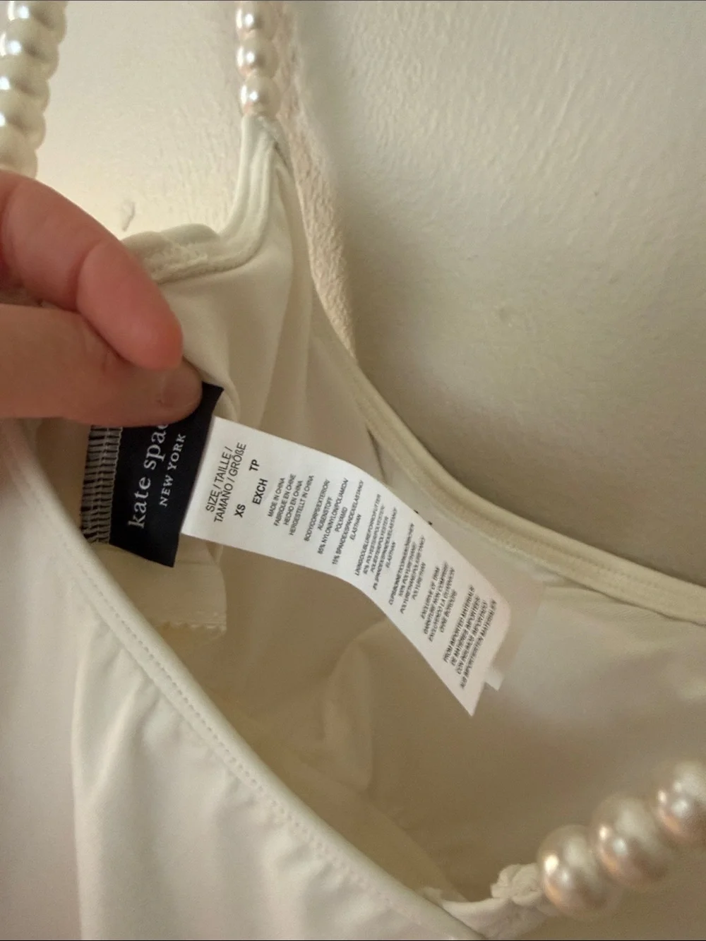 NWT Kate Spade White Pearl-Strap one piece swimsuit XS